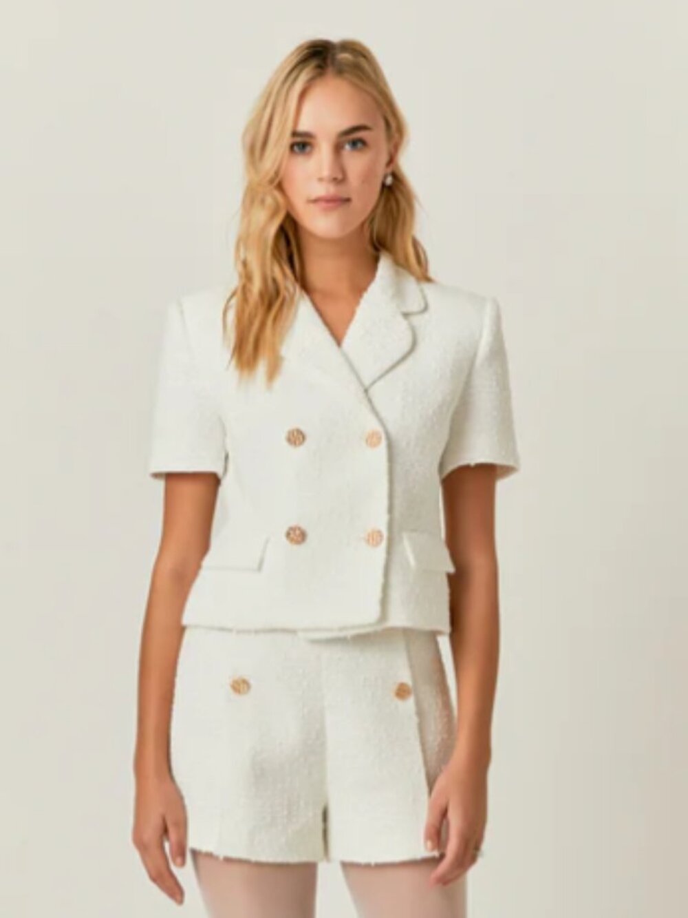 Endless Rose White Tweed Blazer Small